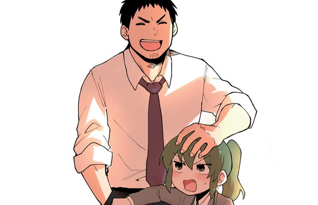 An image from the cover of the Seven Seas Entertainment English language release of My Senpai is Annoying, featuring the Takeda - the aforementioned annoying senpai - patting his coworker, Igarashi, on the head while she fumes at him.