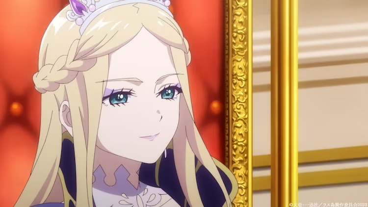 Queen Rosa affects a stern expression in a scene from the upcoming The Most Heretical Last Boss Queen: From Villainess to Savior TV anime.