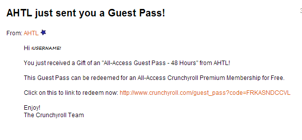 Crunchyroll Forum Guest Pass Question