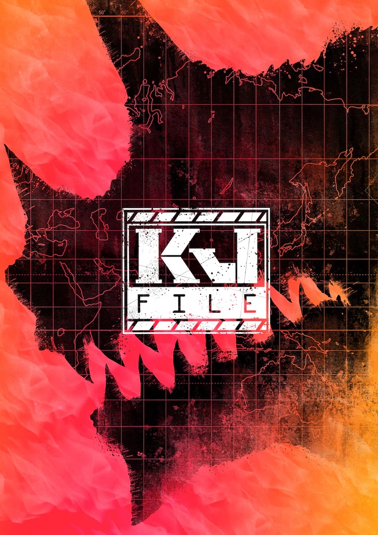A key visual for the upcoming KJ File original TV anime featuring a projection map in the shape of the silhouette of a horned and fanged beast.