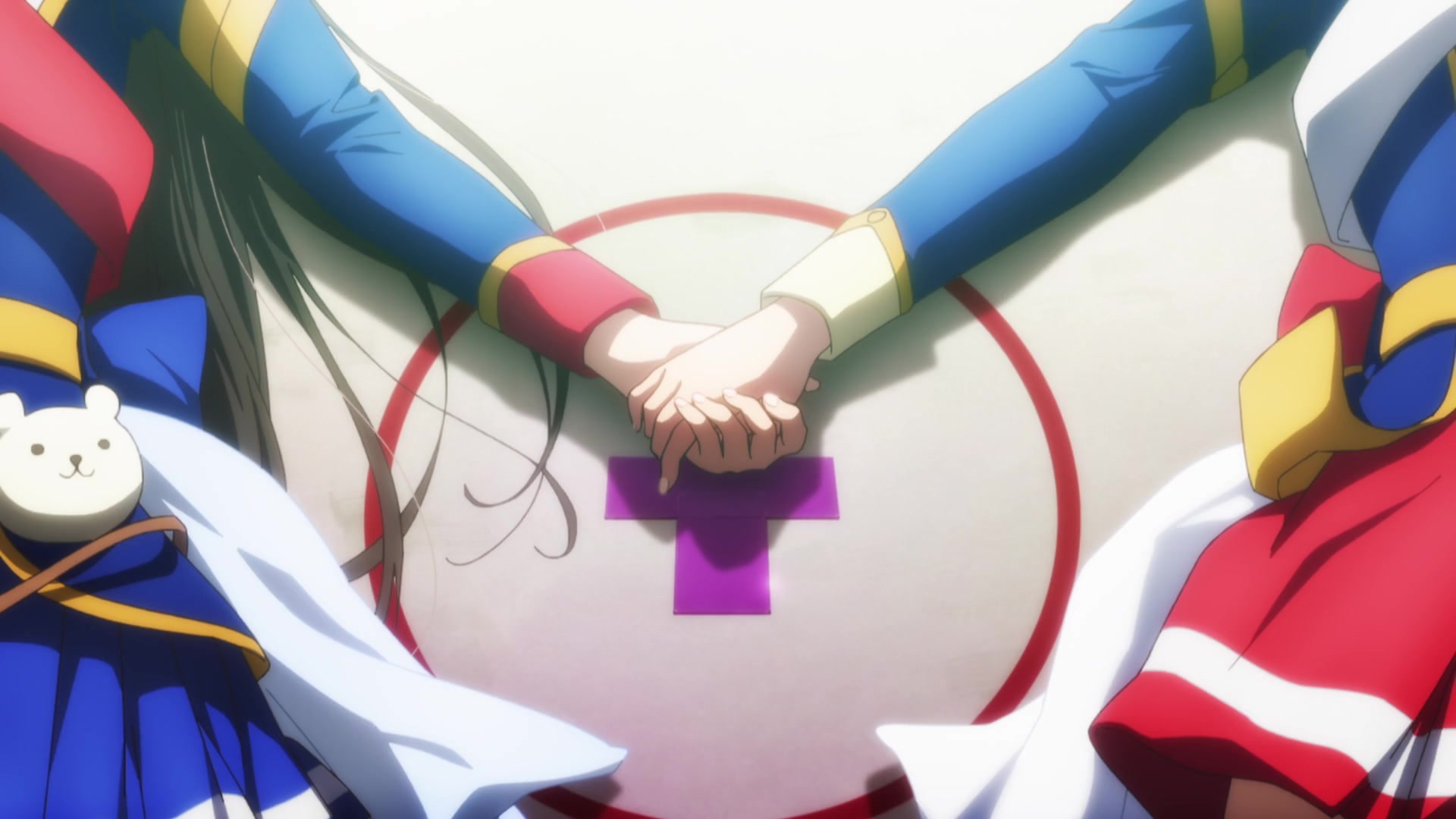 Hikari and Karen hold hands