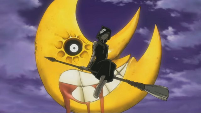 Medusa in front of the Bleeding Moon in Soul Eater