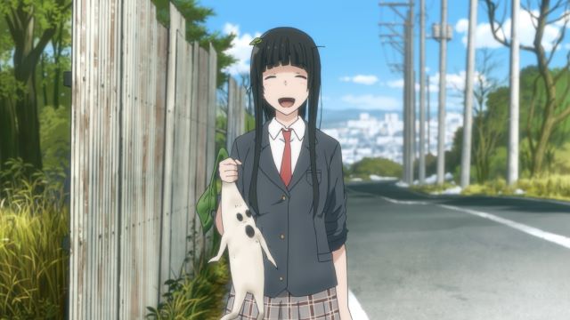 Makoto with a mandrake in Flying Witch