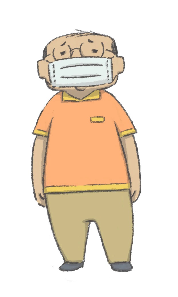 A character setting of Tencho, a short, chubby, bespectacled, balding store manager from the upcoming Soredake ga Neck TV anime.