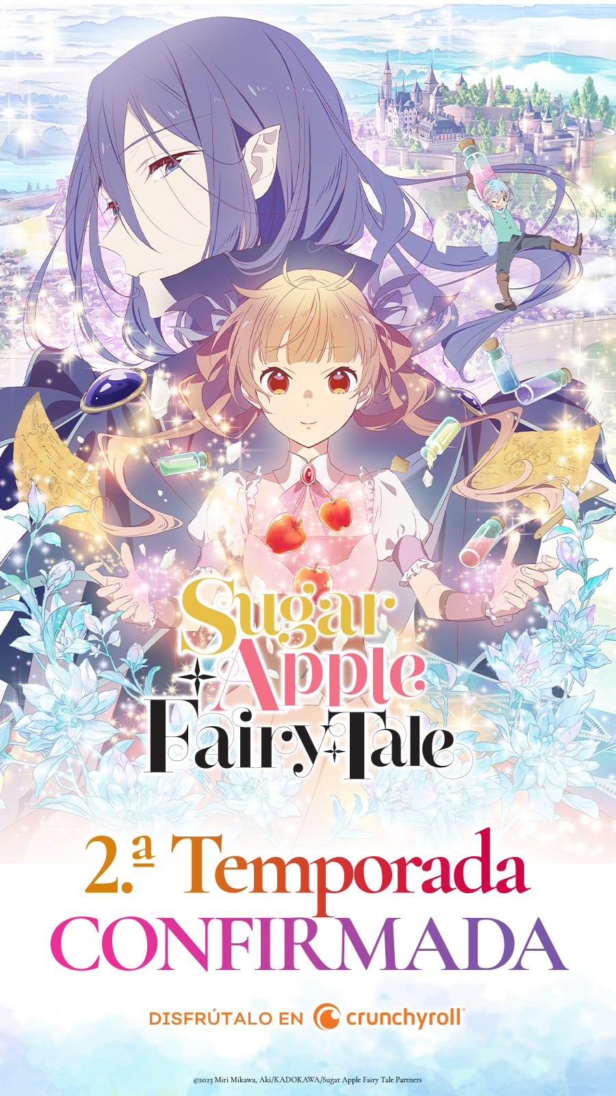 A key visual for the newly announced second season of the Sugar Apple Fairy Tale TV anime featuring the main characters of the series.