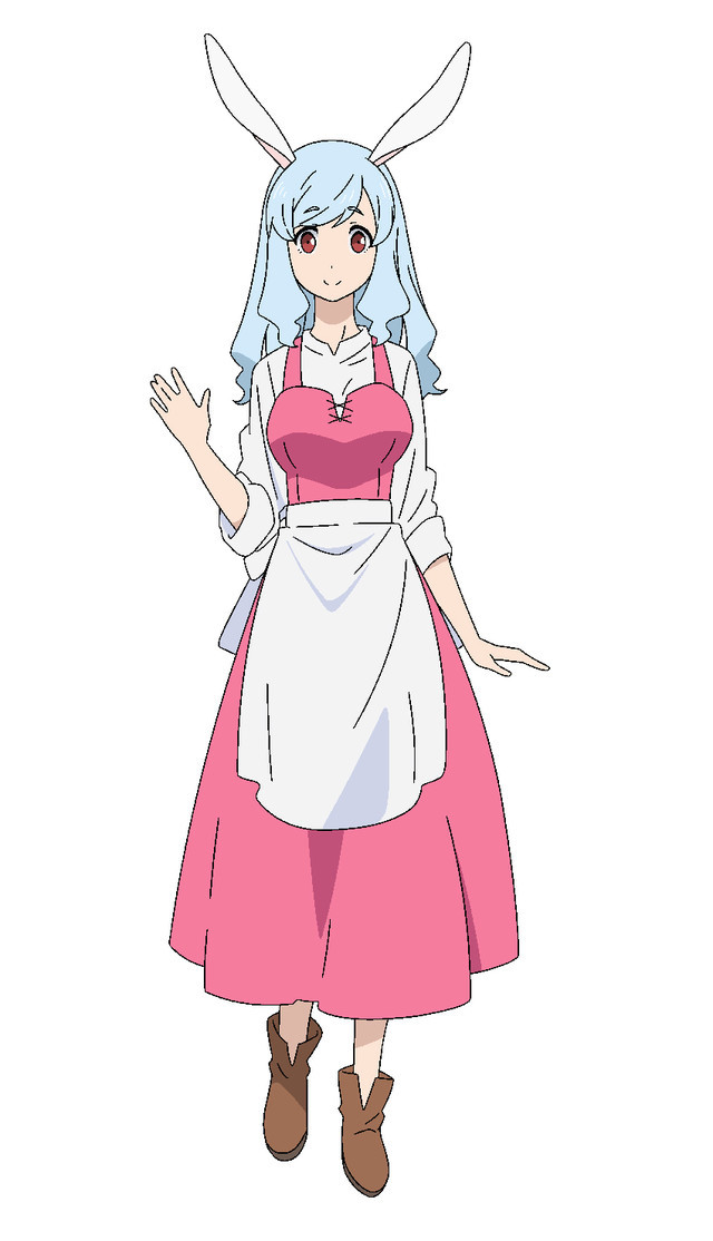 Kyon, a friendly looking bunny girl in a peasant blouse, skirt, and apron.