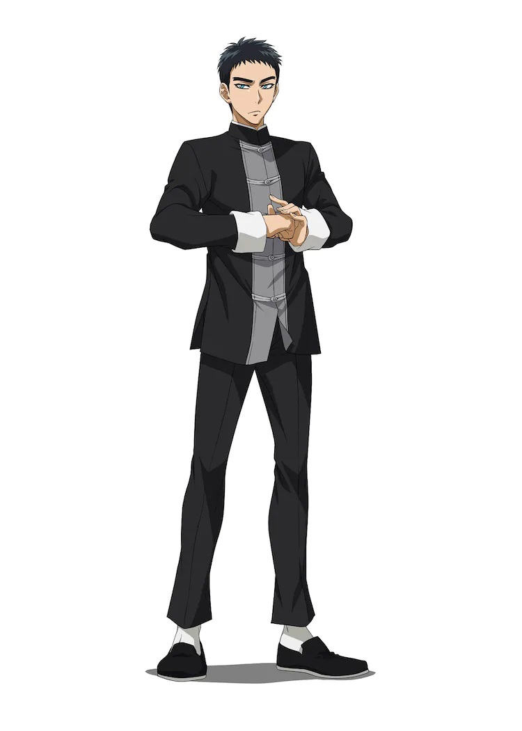 A character setting of Joker from the upcoming Kaitou Queen wa Circus ga Osuki theatrical anime film. Joker is a young Asian man with short black hair and sharp eyes. He wears the traditional uniform of a Chinese martial artist. 