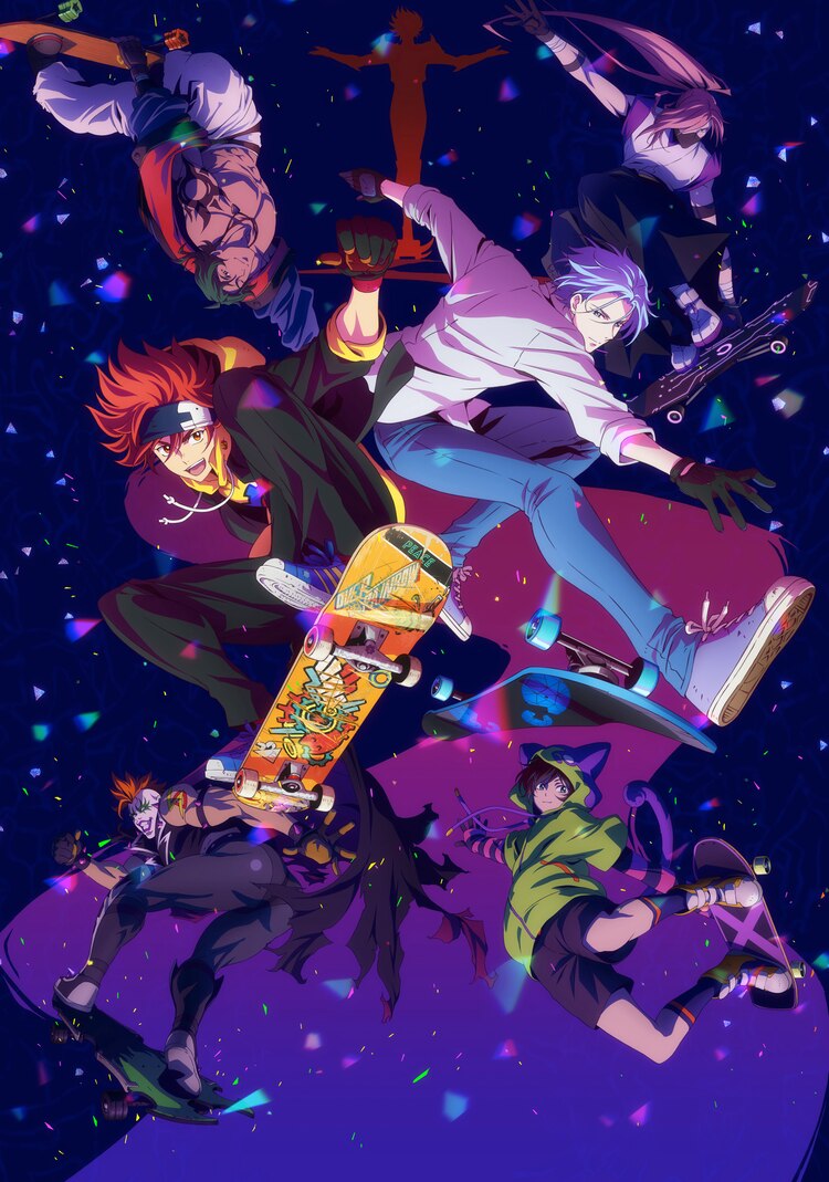 Ein neues Key Visual für den kommenden originalen SK8, den Infinity TV-Anime, mit dem Hauptdarsteller, der seine Skateboards zerfetzt und Tricks ausführt.