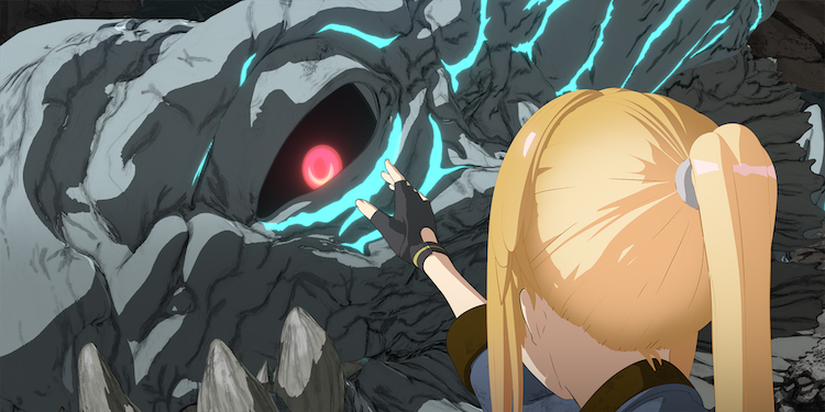 Hayley attempts to touch a kaiju / human hybrid in a scene from the upcoming second season of the Pacific Rim: The Black Netflix original anime.