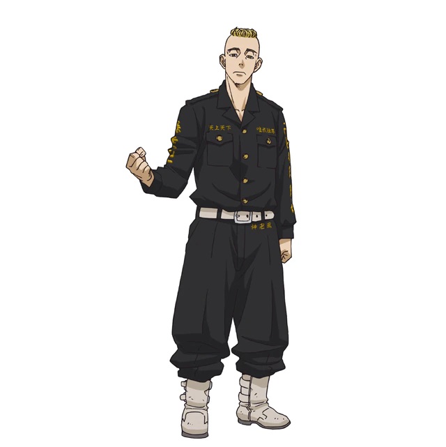 A character setting of Yasuhiro Muto, a delinquent with blonde hair in a "Mohican" hair-style from the upcoming Tokyo Revengers TV anime.