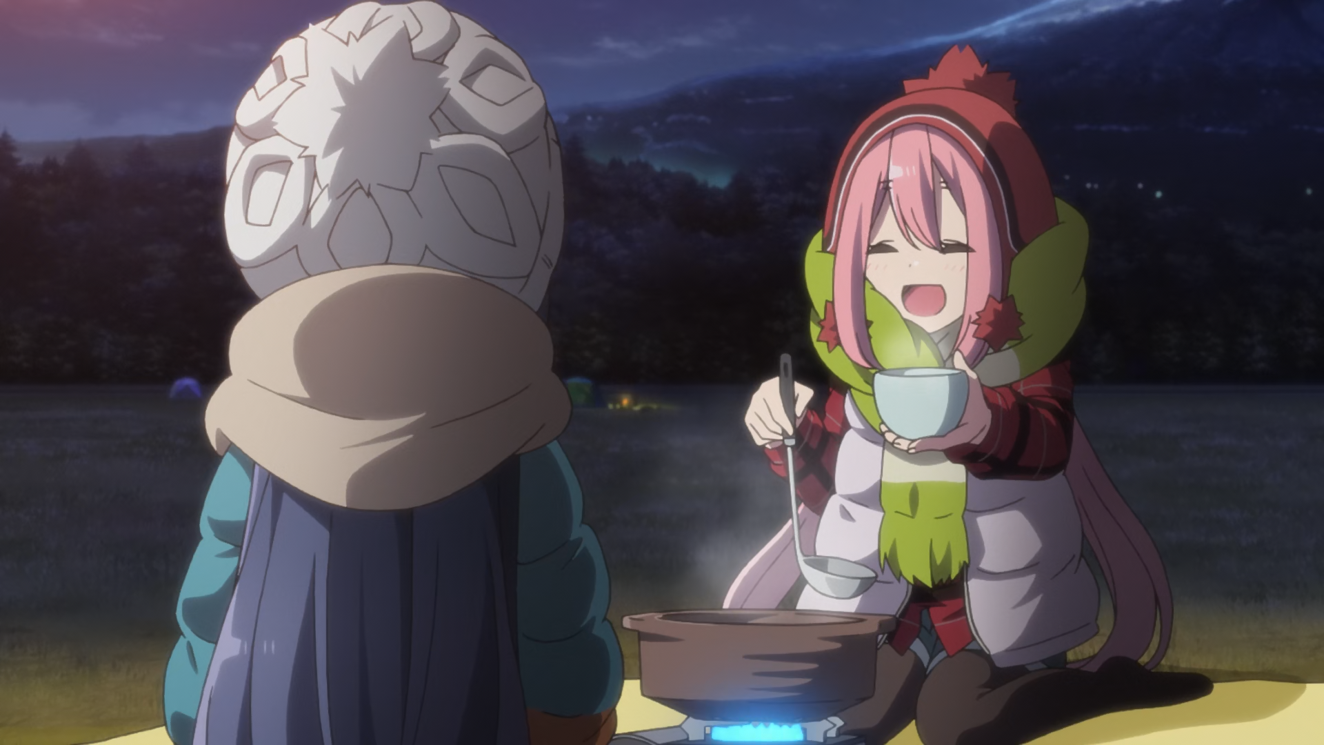 Nadeshiko making hot pot for Rin in Laid-Back Camp