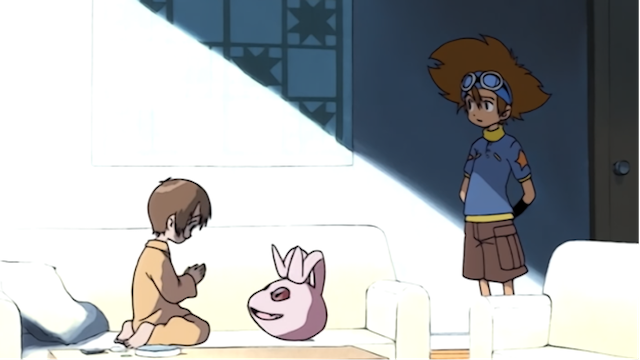 Kairi plays with Koromon in "Home Away From Home"