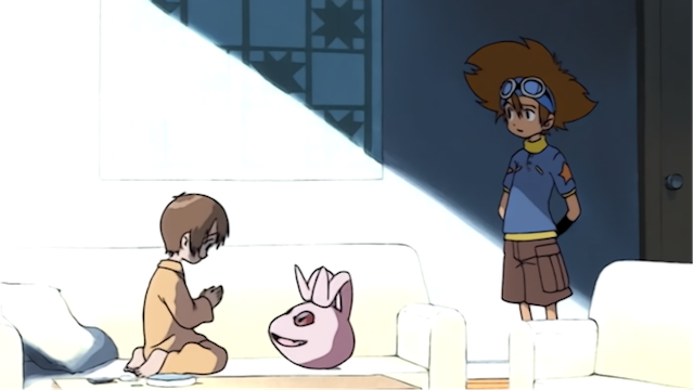 Kairi spielt mit Koromon in "Zu Hause weg von zu Hause"