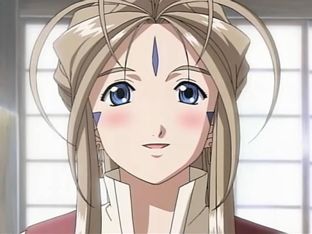 A screen capture from the Oh My Goddess! anime, featuring the titular divinity, Belldandy.