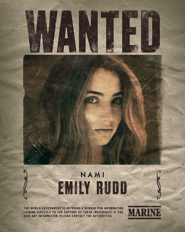 Ein Fahndungsplakat kündigt an, dass die Schauspielerin Emily Rudd die Rolle der Nami in der kommenden Netflix-Live-Action-Serie One Piece spielen wird.