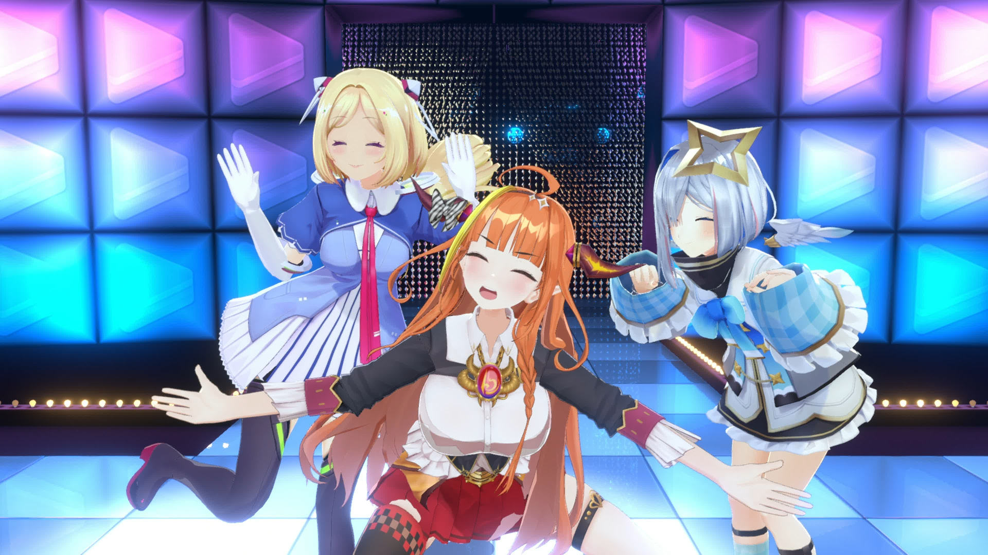 Coco, Kanata, and Aki of Hololive