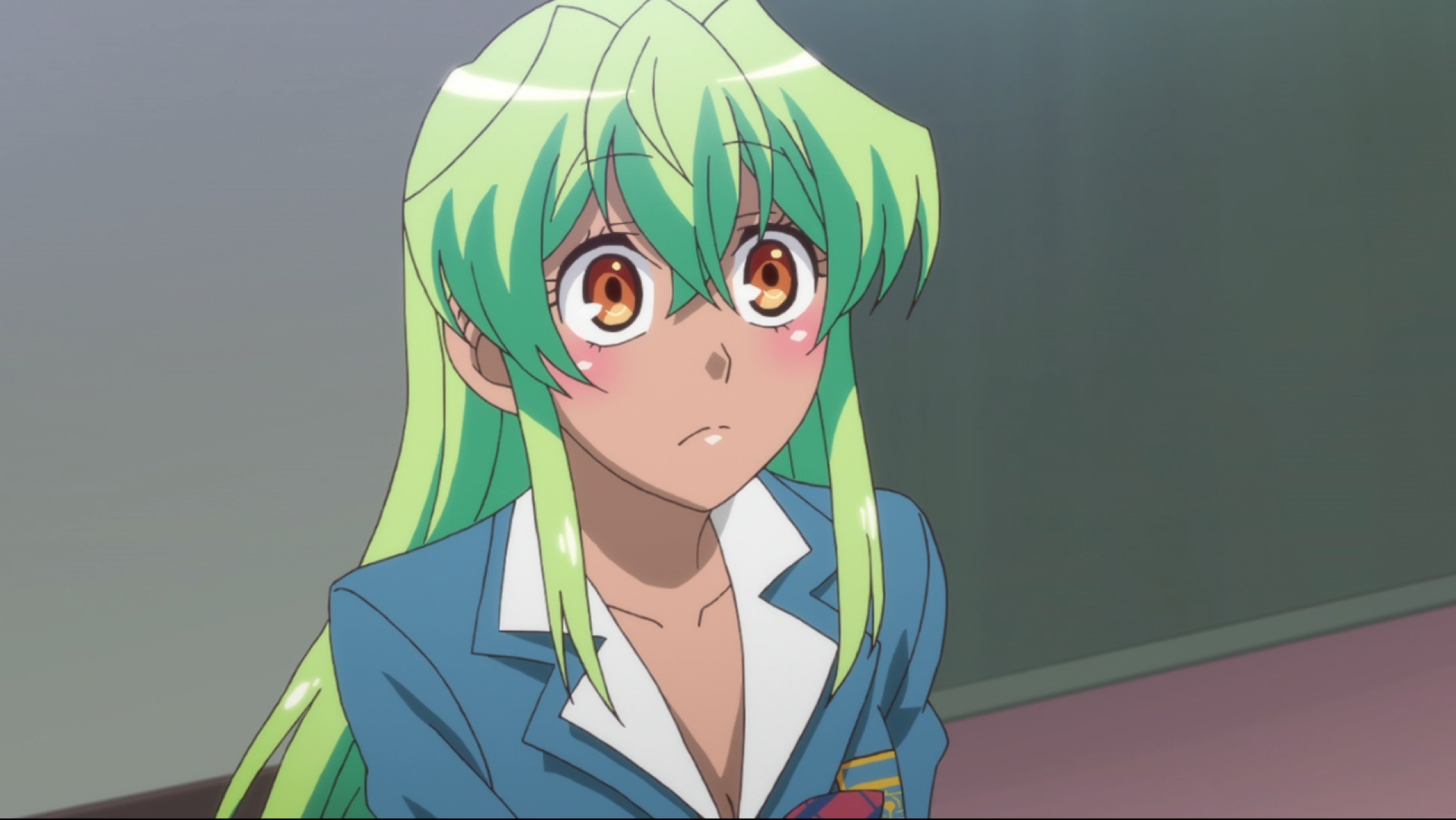 Youko Shiragami sports a rich but accidental tan in a scene from the Actually, I Am TV anime.
