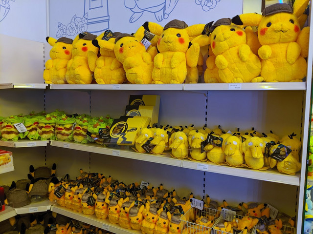 A range of Pokémon: Detective Pikachu plushies