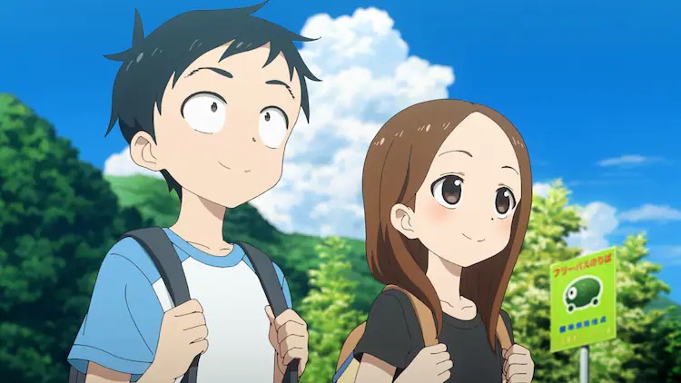 Nishikata and Takagi enjoy an outing together during their summer vacation in a scene from the upcoming KARAKAI JOZU NO TAKAGI-SAN theatrical anime film.