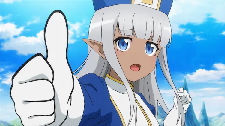 Karla offers a somewhat less than entirely sincere thumbs up gesture in a scene from the upcoming Kono Healer, Mendokusai TV anime.