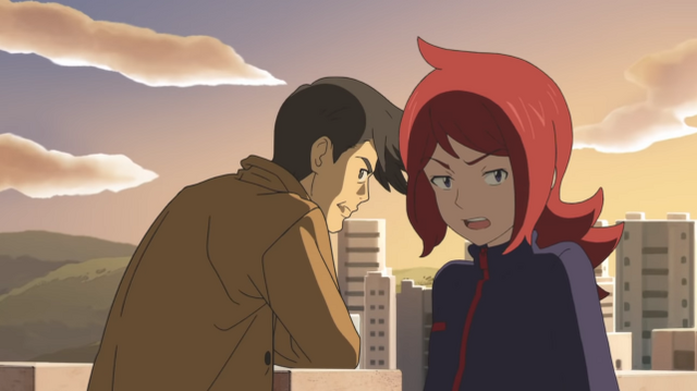 A screenshot from Pokémon Generations, showing Looker talking to Silver.