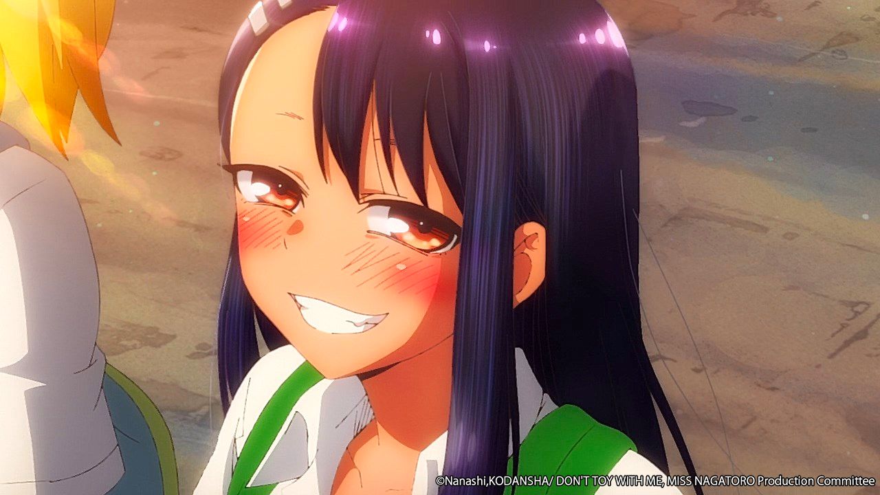 Nagatoro flashes a wicked grin in a scene from the Don't Toy with Me, Miss Nagatoro TV anime.