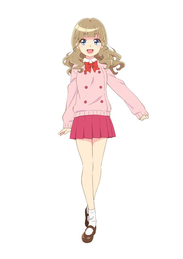 A character visual of Maira Tsukishima, a cheerful girl with blue eyes and brunette hair from the upcoming Mewkle Dreamy TV anime.