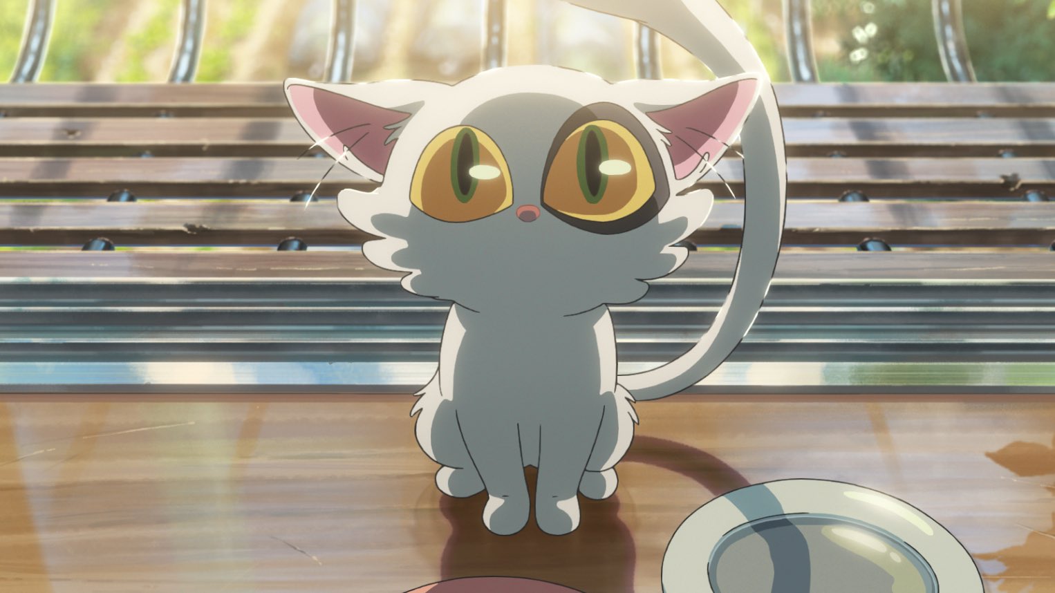Suzume no Tojimari encabezado de anime de gato